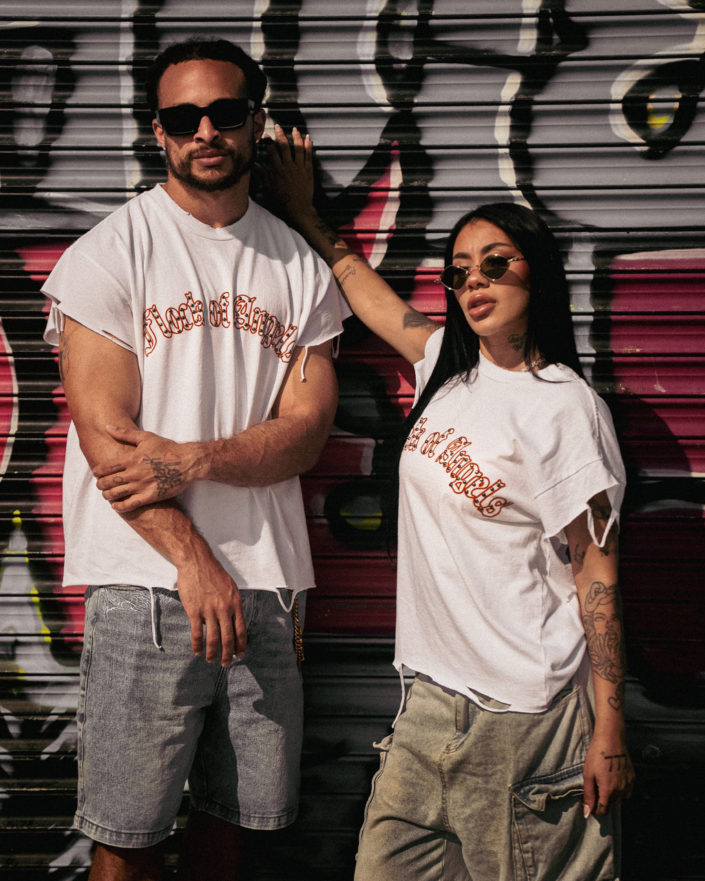 FOA ORANGE & BLUE SCROLL TEE