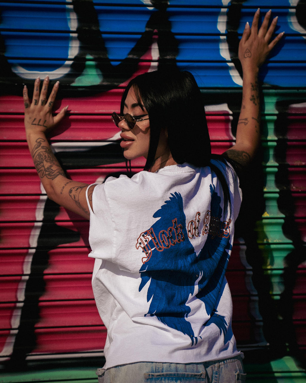 FOA ORANGE & BLUE SCROLL TEE