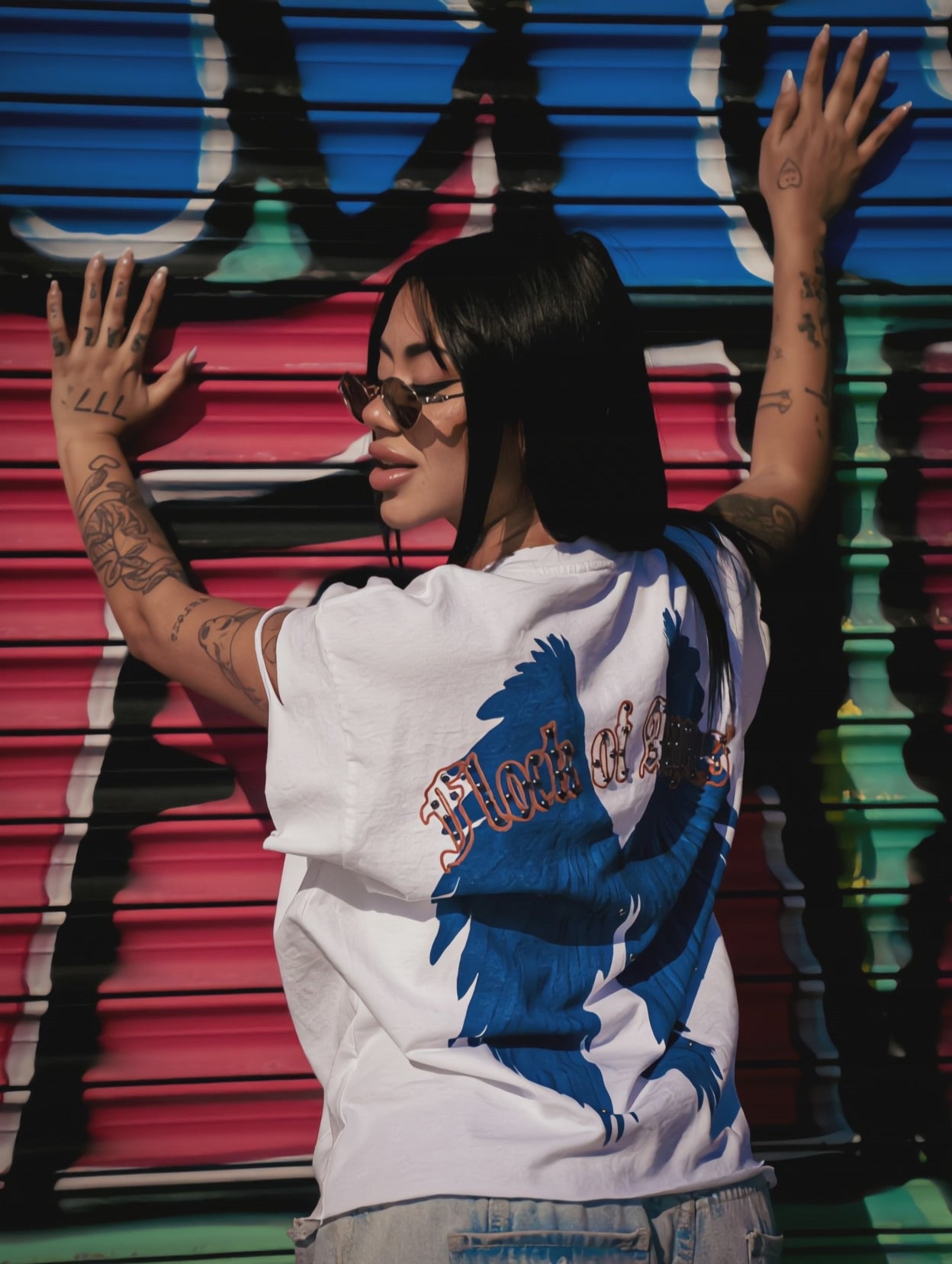 FOA ORANGE & BLUE SCROLL TEE