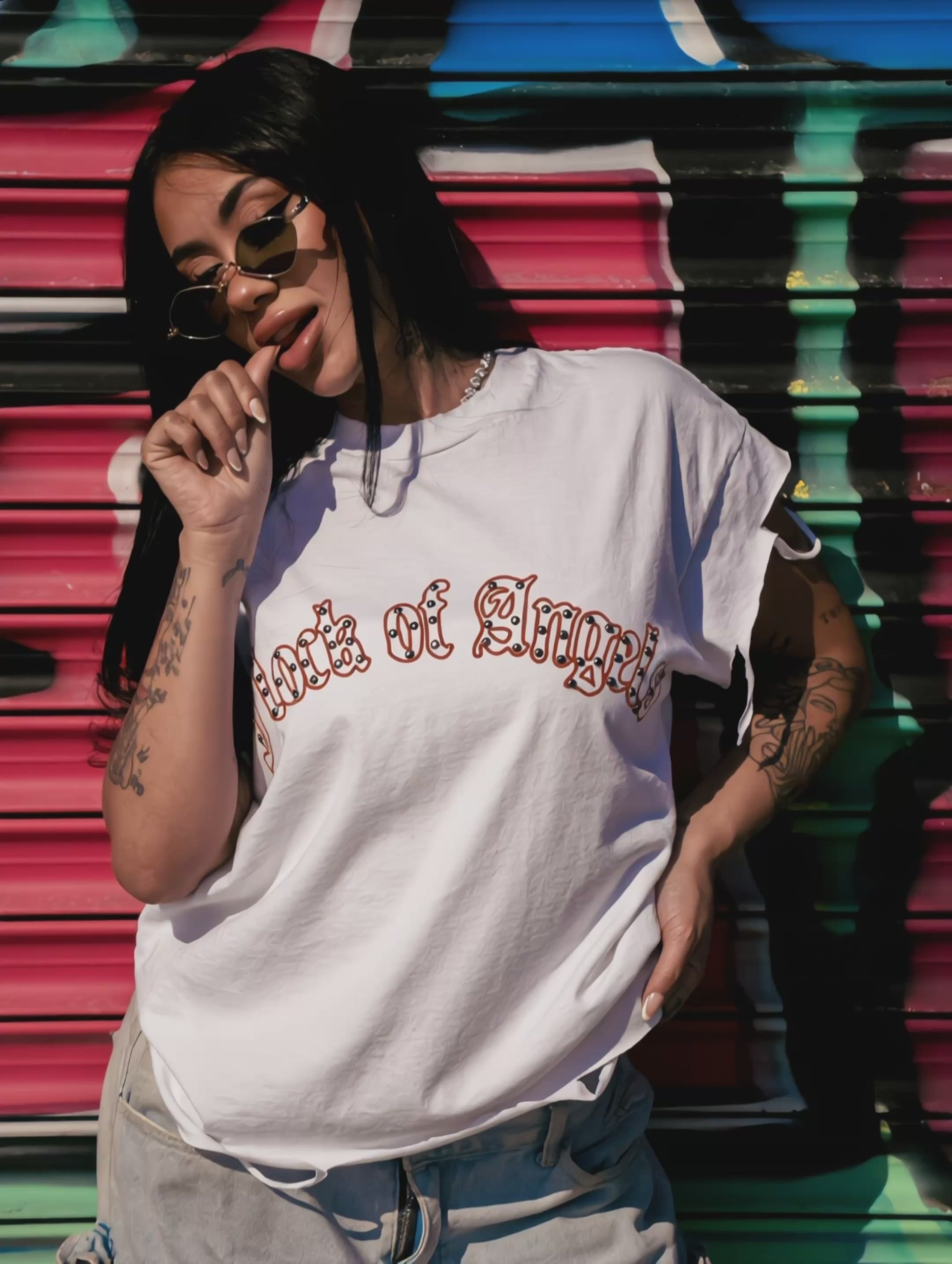 FOA ORANGE & BLUE SCROLL TEE